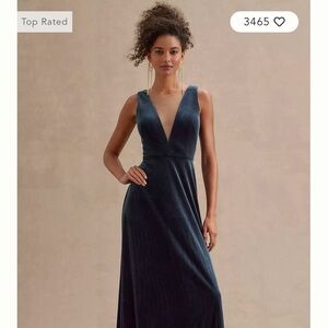 Anthropology Jenny Yoo Logan Deep-V Velvet Column Gown